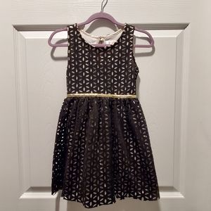 Girls black and gold dress, size xs